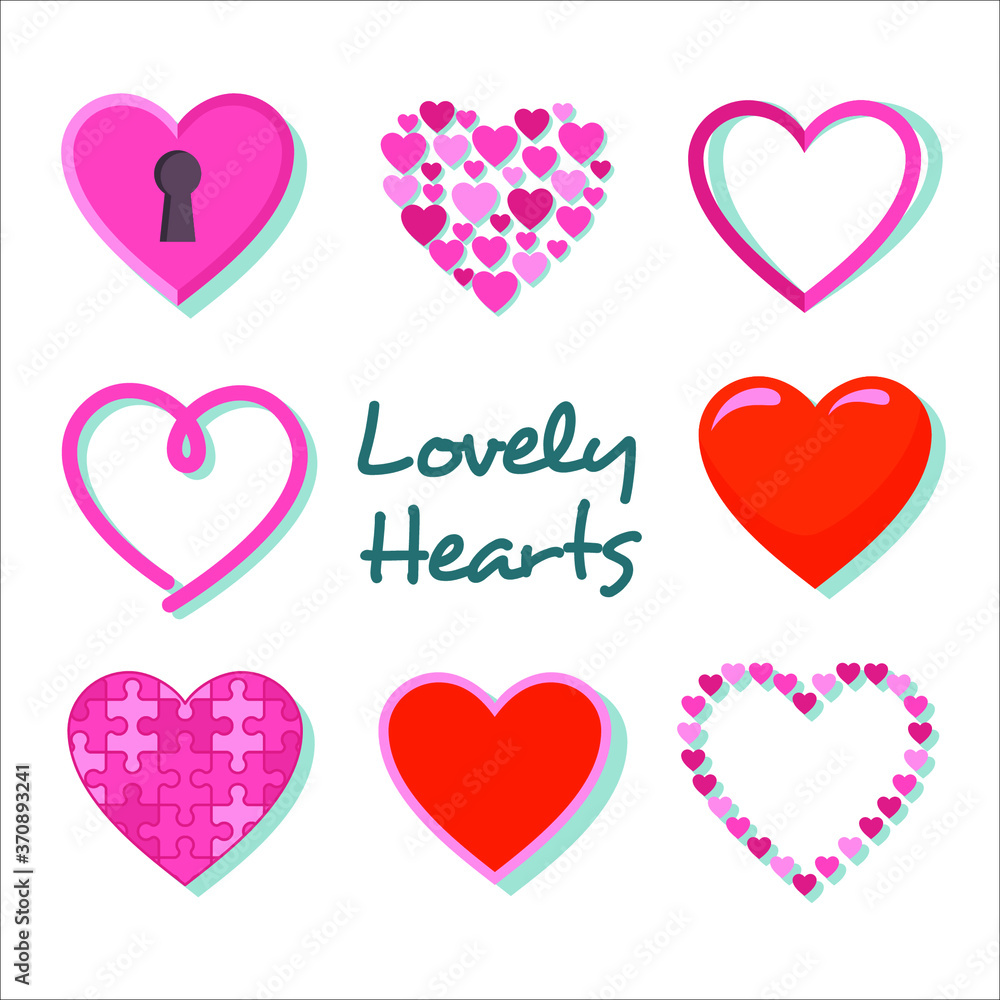 Hand drawn hearts. Design elements set vector Hand drawn hearts. Design elements set vector
