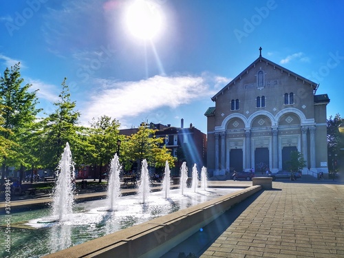 water fountain in front of church