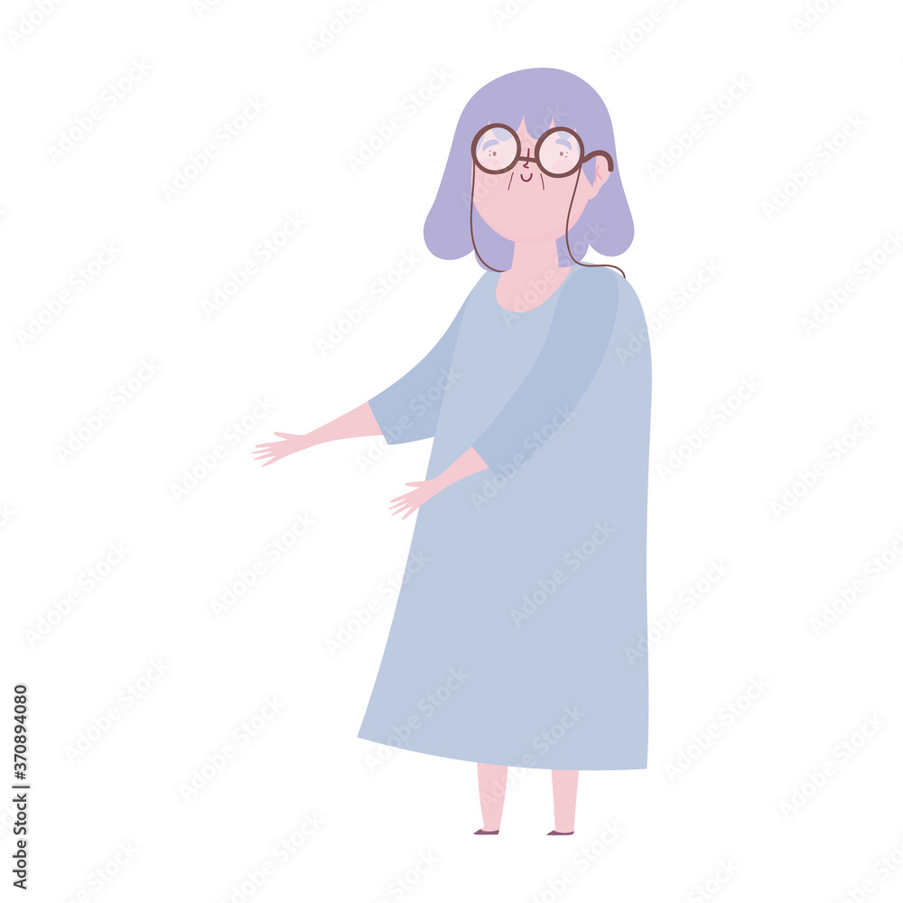elderly woman grandma with glasses cartoon character isoated icon design elderly woman grandma with glasses cartoon character isoated icon design