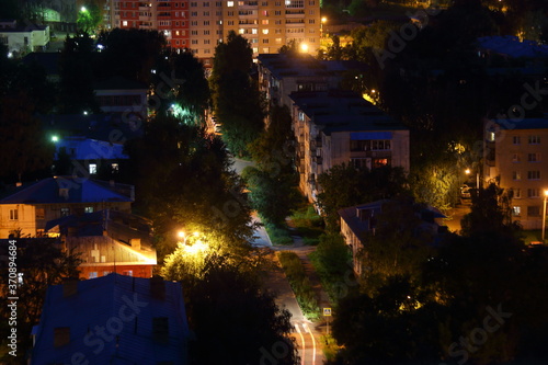 night roofs of houses in the city