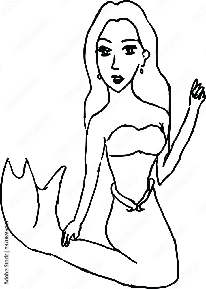 vector illustration Mermaid black and white vector illustration Mermaid black and white