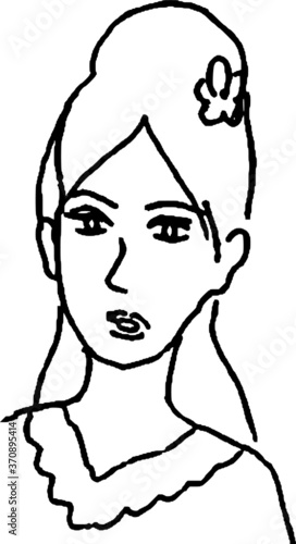 vector illustration woman face black and white
