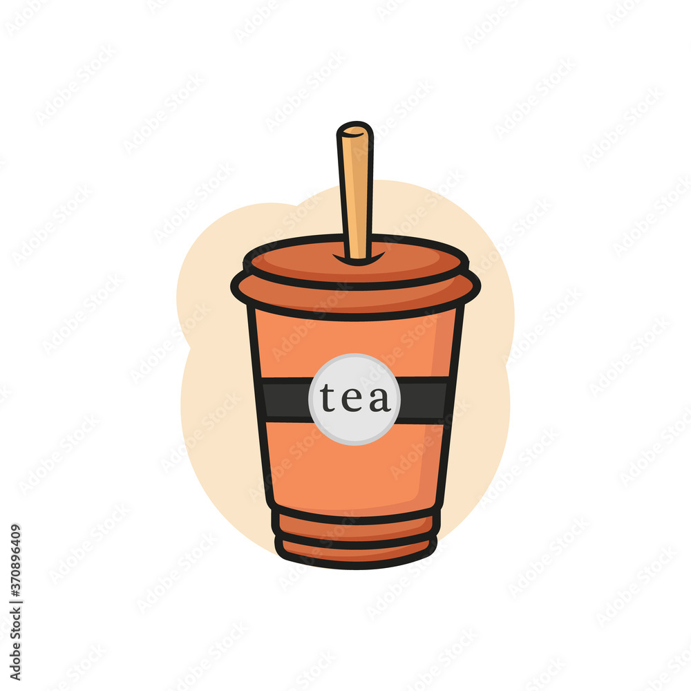Thai iced Tea with Whipped Cream, Logo Vector. Bubble milk tea, Thai