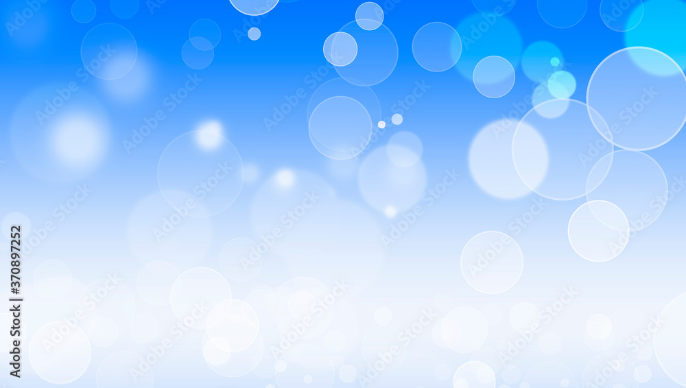 White bokeh defocus glitter blur on blue background. illustration.