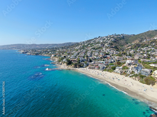 Aerial view of Laguna Beach coastline   Orange County  Southern California Coastline  USA