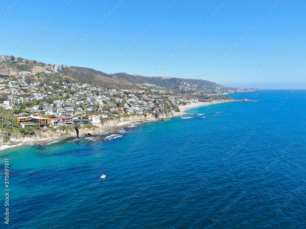 Aerial view of Laguna Beach coastline , Orange County, Southern California Coastline, USA