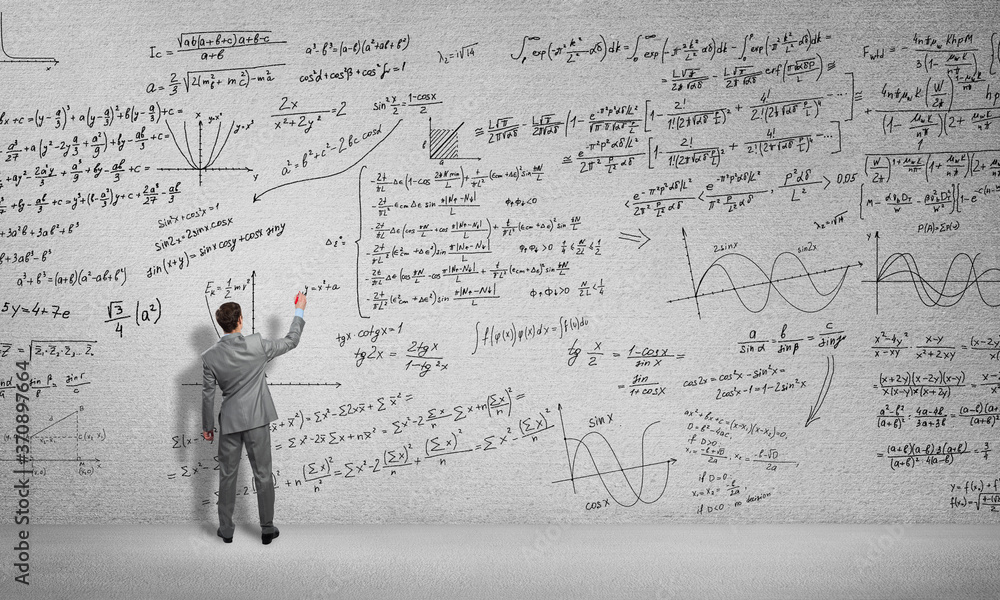 Man draw science formulas Man draw science formulas