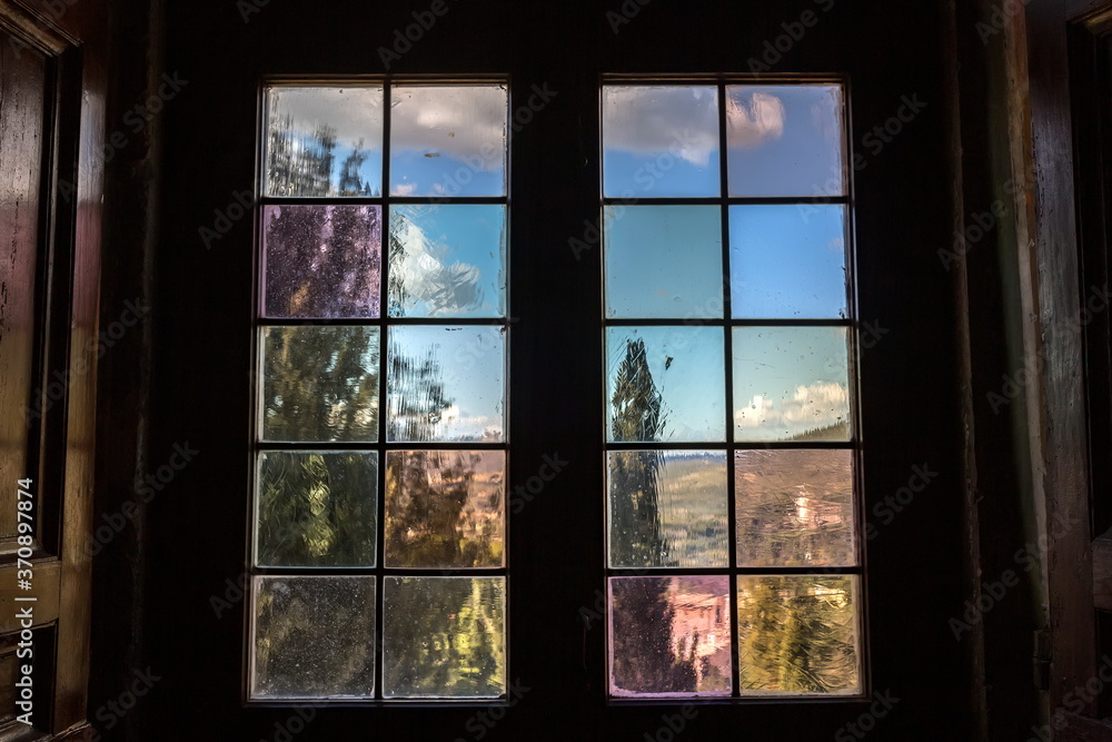 Outside the window you can see a beautiful landscape Outside the window you can see a beautiful landscape