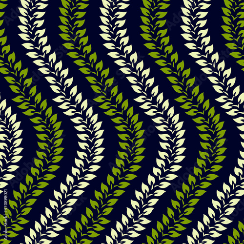 Seamless wavy vector leaves pattern