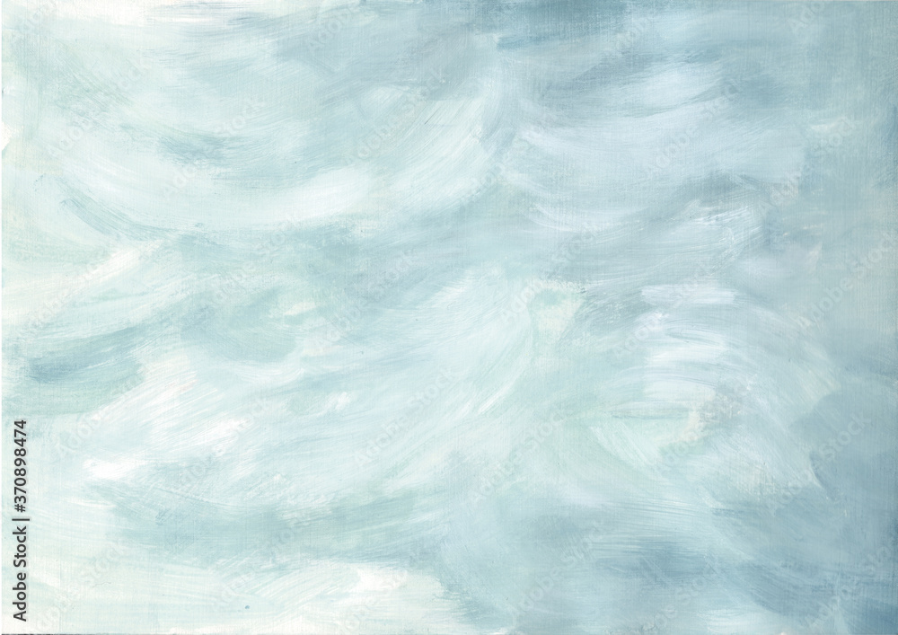 Light blue watercolor gentle texture. Oil painted high resolution backdrop for design. There is blank place for your text, textures design art work or skin product.