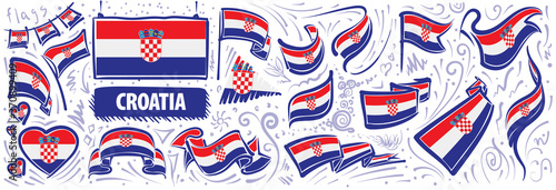 Vector set of the national flag of Croatia in various creative designs