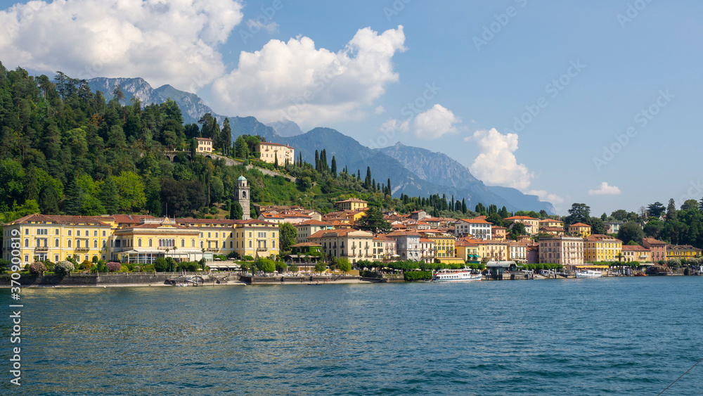 Bellagio, Italy. Amazing view of the village from the boat. Bellagio one of the most famous Italian place in the world. Best of Italy. Como lake. traditional Italian landscape. Summer time 