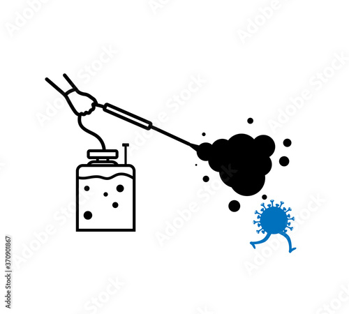 Spraying Anti-Bacterial Sanitizer Spray icon,Sanitizer Dispenser icon, infection control concept. Sanitizer to prevent colds, virus, Coronavirus, flu. Spray bottle. Alcohol spray icon. 