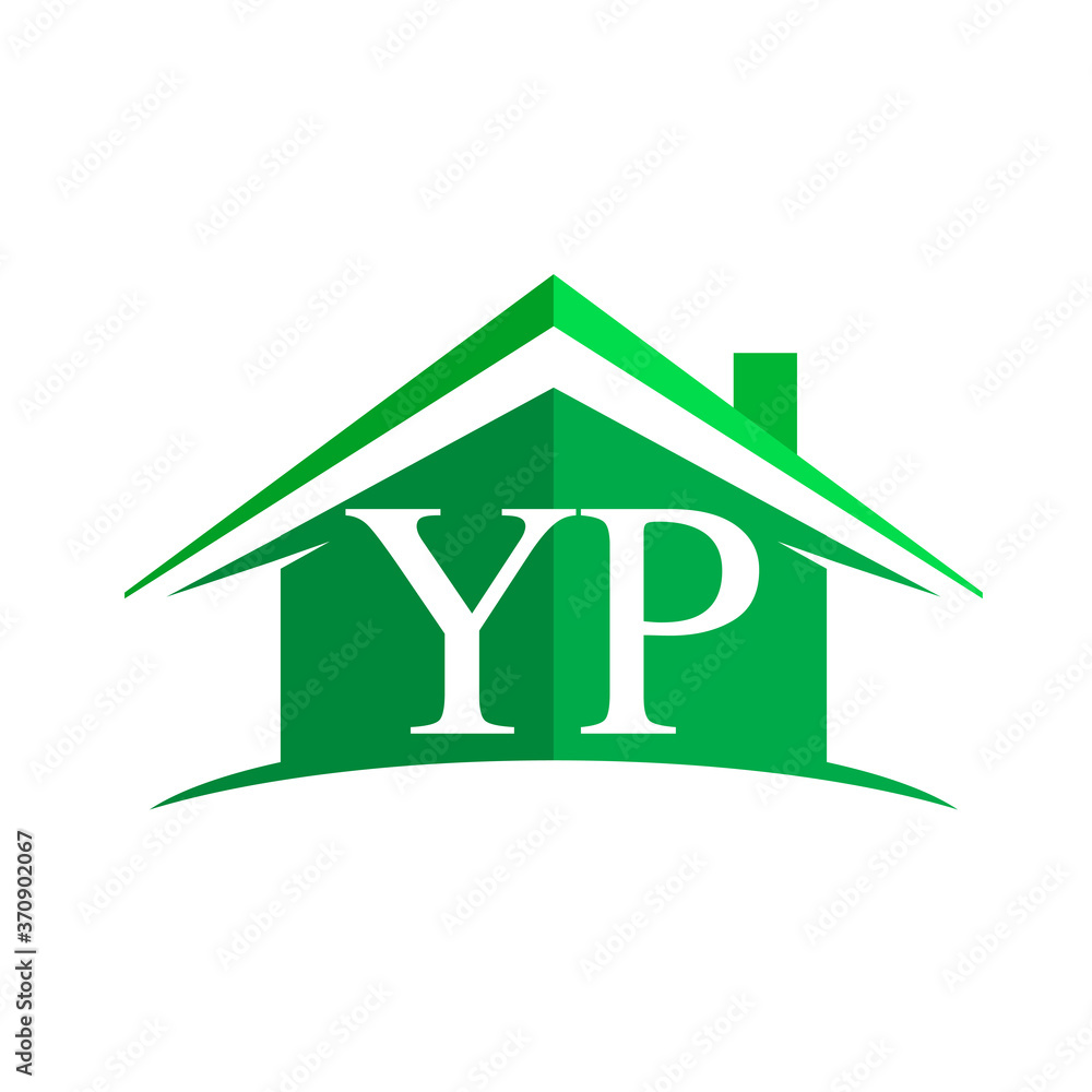 initial logo YP with house icon and green color, business logo and ...