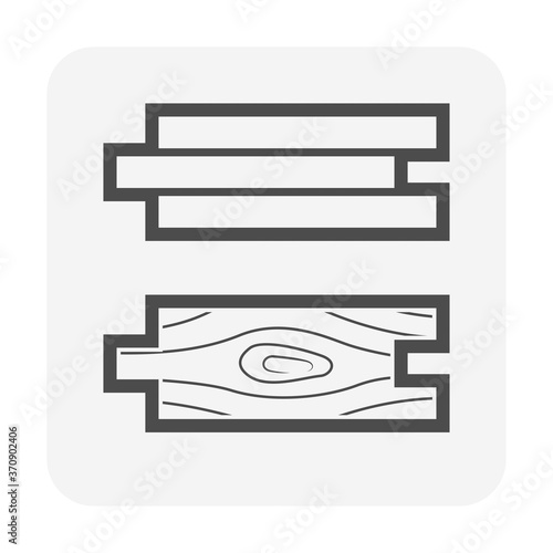 Engineered wood and solid wood flooring construction joint icon. That is a traditional tongue groove joint in side or profile view with innovative locking joint system to create gap-free floor.