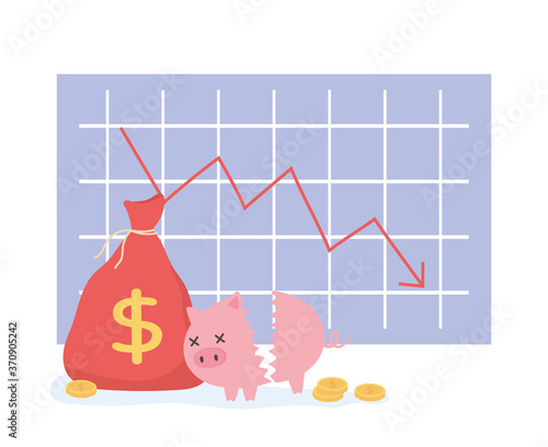 bankruptcy report statistics down arrow broken piggy bank money business financial crisis