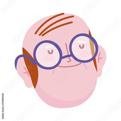 old man grandpa cartoon character face isolated icon image
