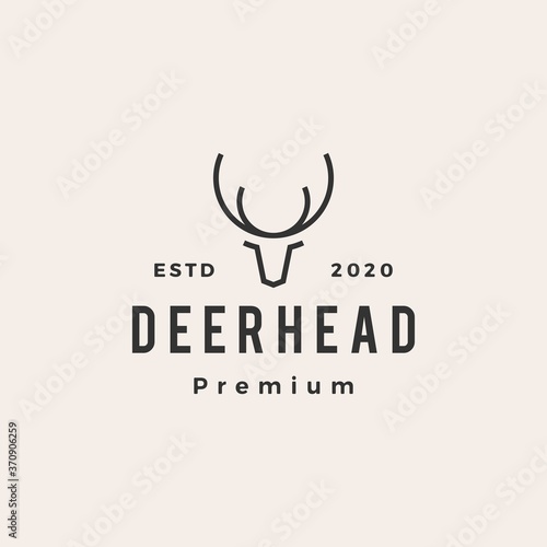 deer head hipster vintage logo vector icon illustration