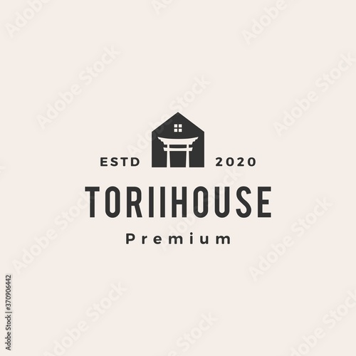 torii house hipster vintage logo vector icon illustration