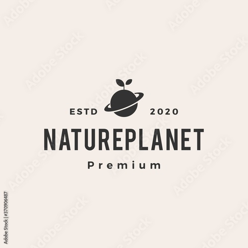 nature leaf sprout planet hipster vintage logo vector icon illustration