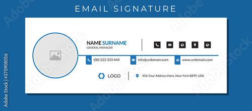 Business email signature with an author photo place modern and minimal layout