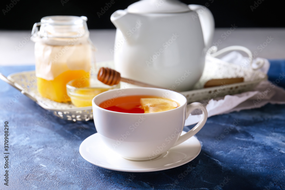 Cup of hot tea on table Cup of hot tea on table