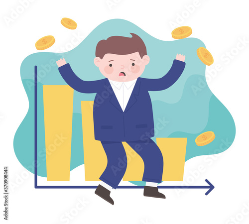 bankruptcy sad businessman statistics chart report money business process financial crisis