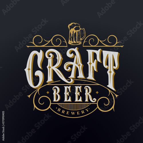 Vector illustration. Craft beer handwritten lettering. Design template celebration.