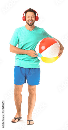 Young man with headphones a...