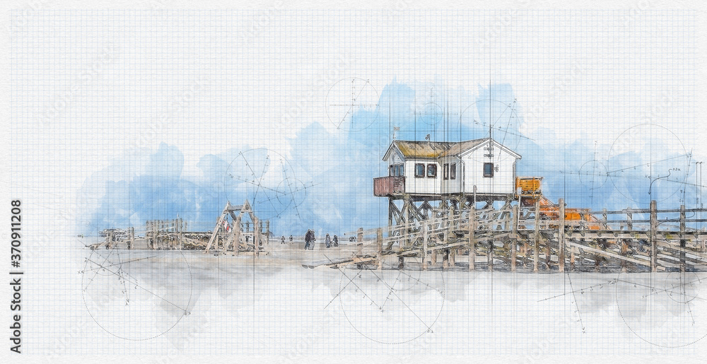 Pfahlbau am Strand von Sankt Peter-Ording Pfahlbau am Strand von Sankt Peter-Ording