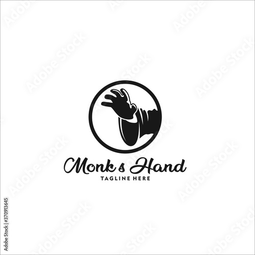 monk hand logo design silhouette icon