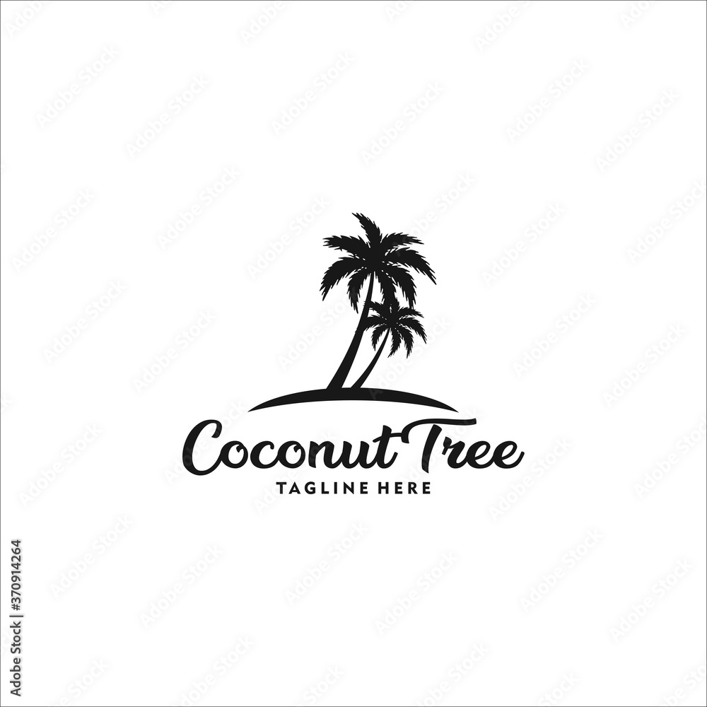 coconut tree logo design silhouette vector