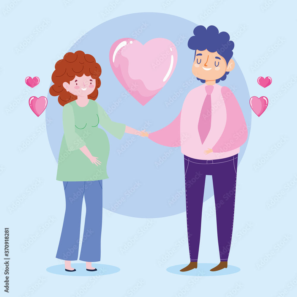 family pregnant woman and man love hearts romantic cartoon character family pregnant woman and man love hearts romantic cartoon character