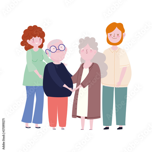 family grandparents and parents together member cartoon character