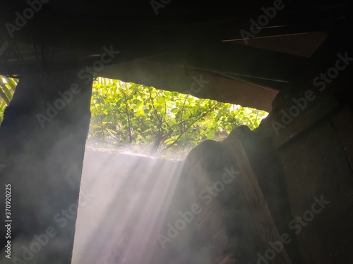 window in the rain