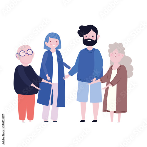 family grandparents and parents together member cartoon character
