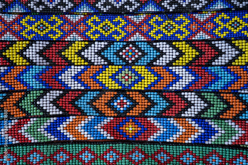 Tribal colorful beads bracelets for sale for tourists at the street market in Kota Kinabalu, island Borneo, Malaysia