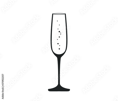 Champagne glass vector. Champagne glass icon. Champagne icon.  Wine glass. Sparkling wine vector illustration. 