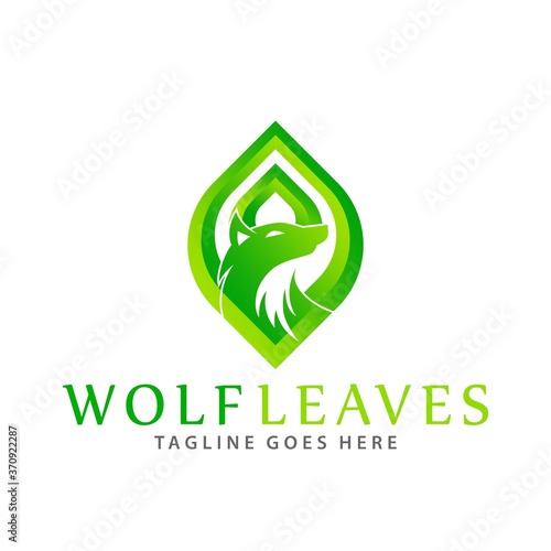 Abstract Wolf Leaves Company Modern Logos Design Vector Illustration Template