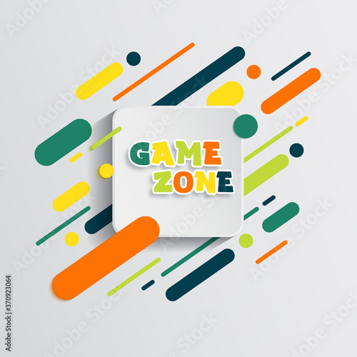 Kids zone entertainment banner. Colorful letters for children's playroom decoration. Sign for children's game room. Kids zone and party room area design.