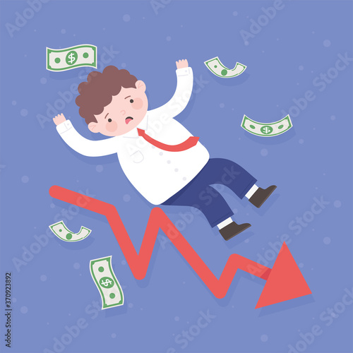 bankruptcy falling businesssman arrow money business process financial crisis