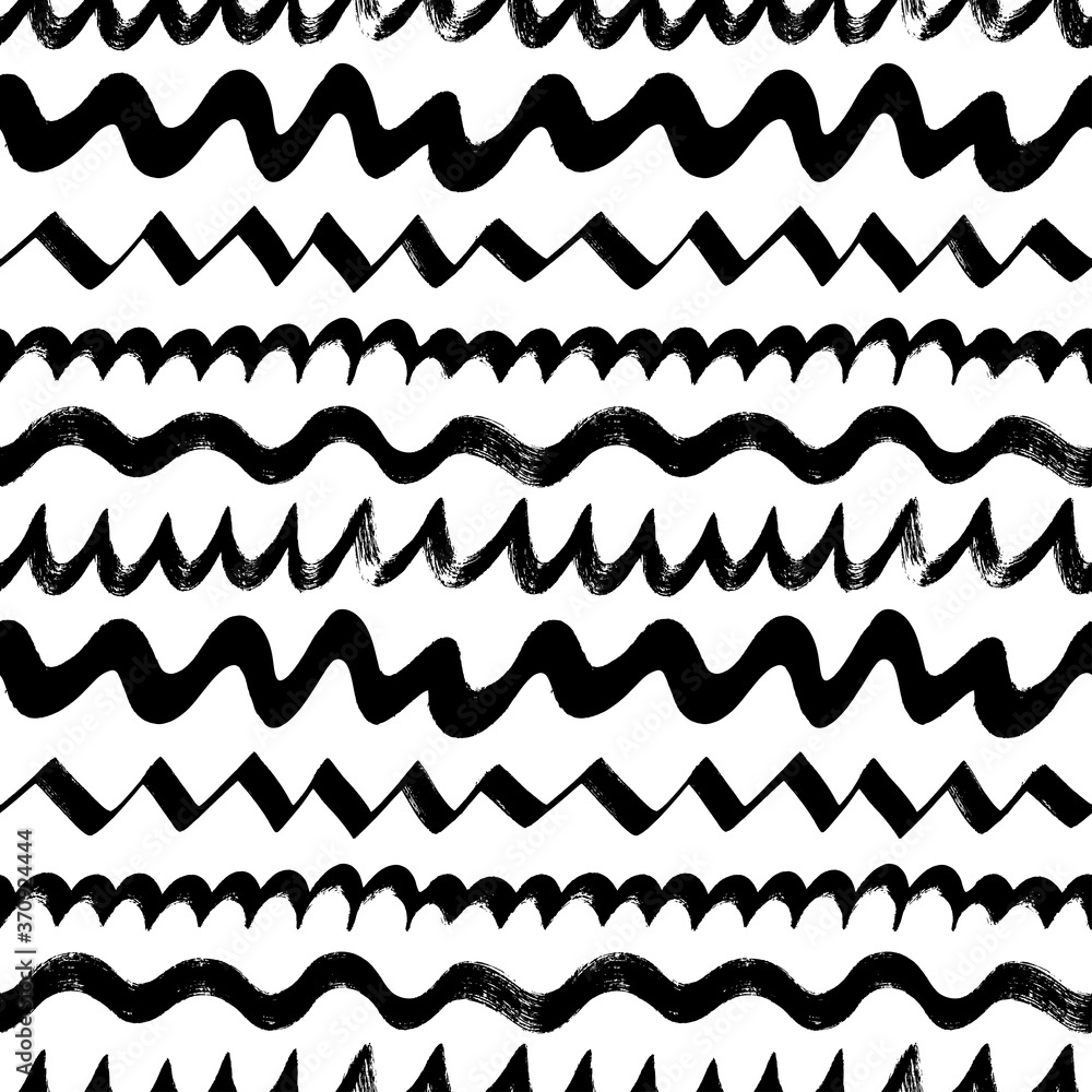 Scrawls hand drawn seamless vector pattern. Wavy, zig zag, curly lines grunge drawing. Black paint dry brushstroke abstract background, backdrop. Trendy monochrome texture. Ink brush doodle curves. Scrawls hand drawn seamless vector pattern. Wavy, zig zag, curly lines grunge drawing. Black paint dry brushstroke abstract background, backdrop. Trendy monochrome texture. Ink brush doodle curves.