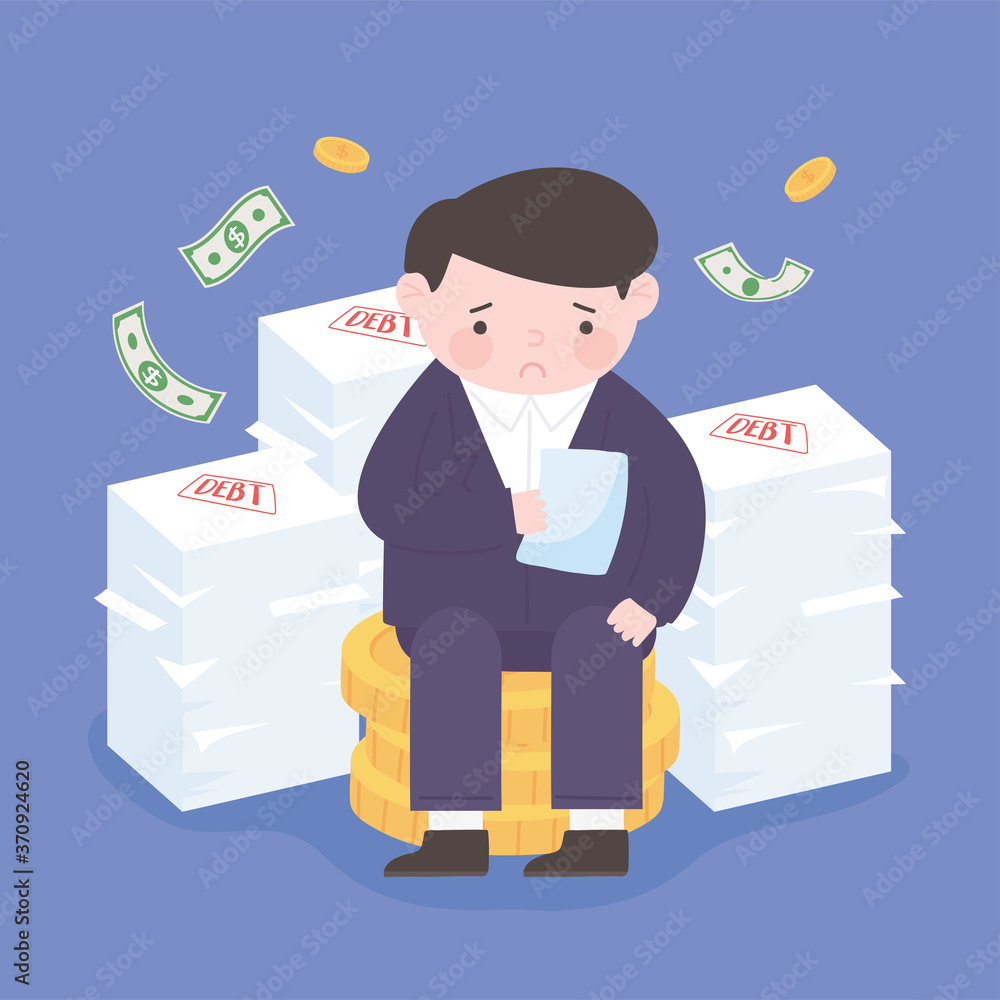 bankruptcy sad businessman with stack of papers debts falling money business financial crisis bankruptcy sad businessman with stack of papers debts falling money business financial crisis