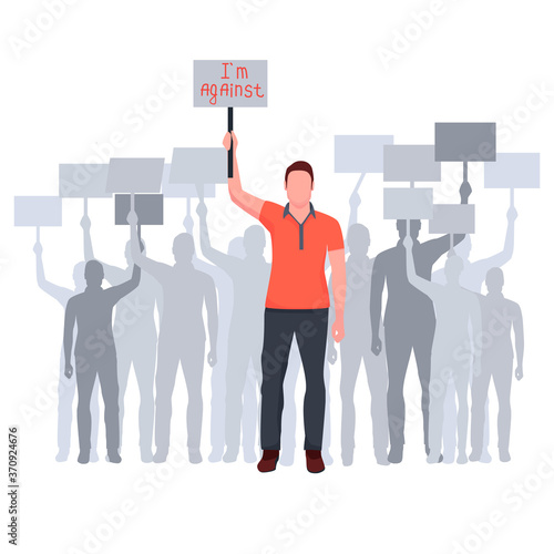  Man protests with a poster in his hands