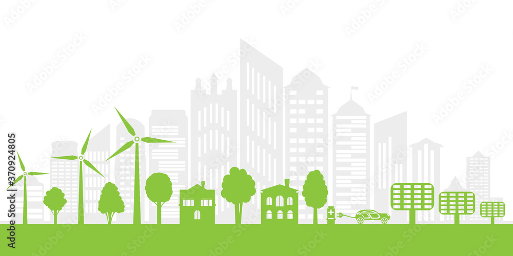 Ecological city and environment conservation. Green city concept.