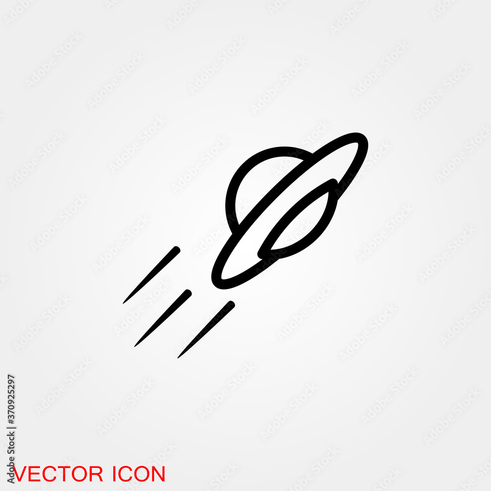 UFO alien saucer - unidentified flying object line art vector icon UFO alien saucer - unidentified flying object line art vector icon