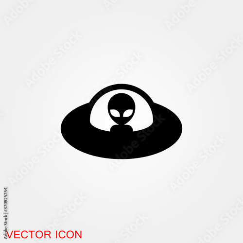 UFO alien saucer - unidentified flying object line art vector icon