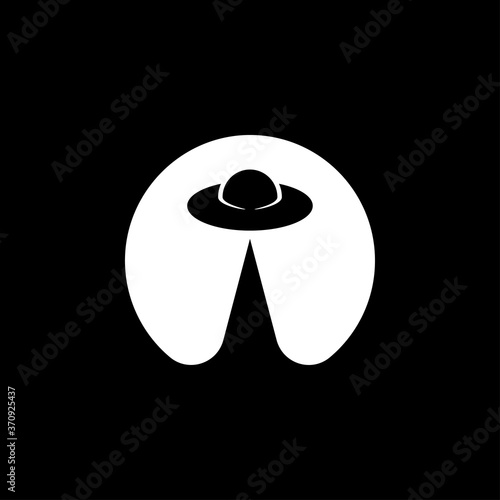 UFO alien saucer - unidentified flying object line art vector icon