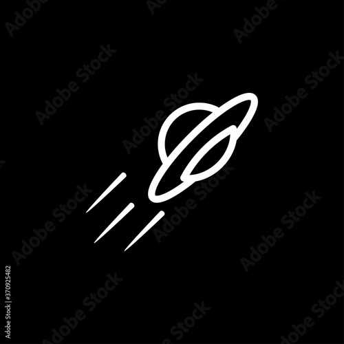 UFO alien saucer - unidentified flying object line art vector icon