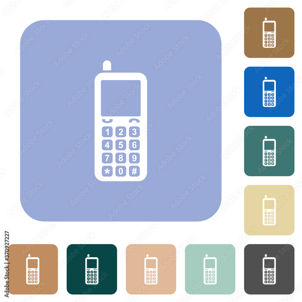 Retro mobile phone rounded square flat icons Retro mobile phone rounded square flat icons